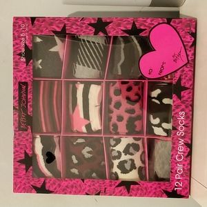Betsey Johnson 12 Pair Crew Socks